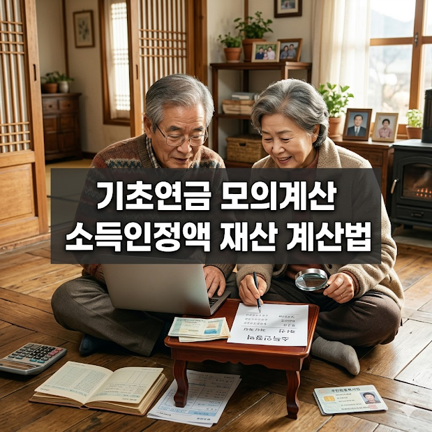 기초연금 모의계산 소득인정액 재산 계산법