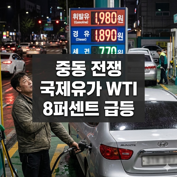 중동 전쟁 국제유가 WTI 8퍼센트 급등
