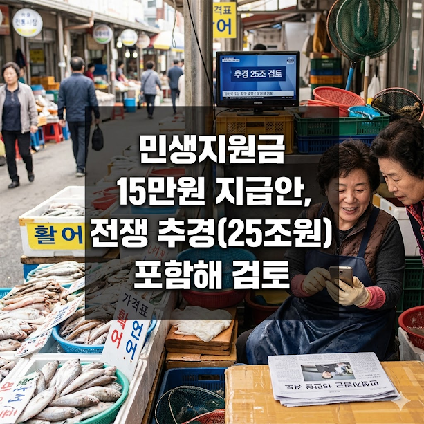 민생지원금 15만원 지급안, 전쟁 추경(25조원) 포함해 검토