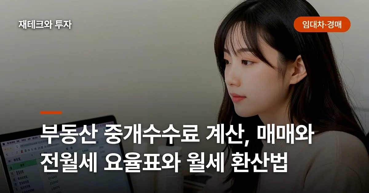 부동산 중개수수료 계산, 매매와 전월세 요율표와 월세 환산법