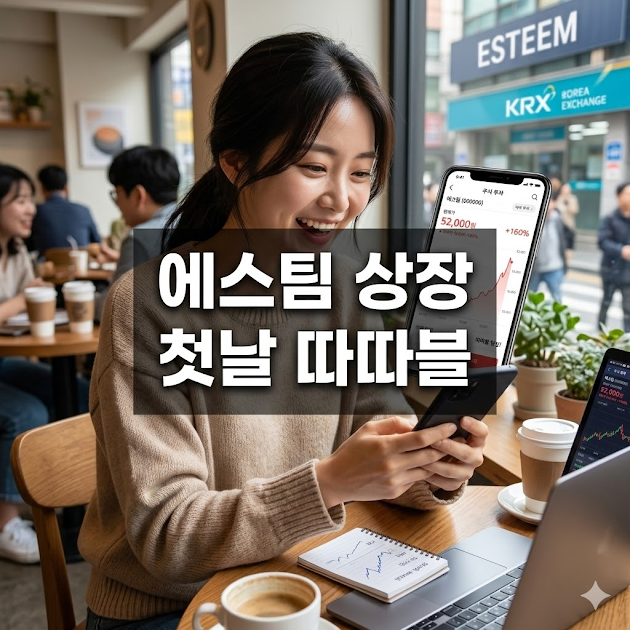 에스팀 상장 첫날 따따블