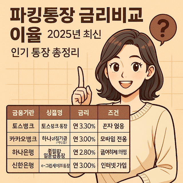 파킹통장 금리비교 이율|인기 통장 총정리